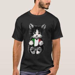 Camiseta Corazón de Gato Italia Bandera Italiana Raíces Ita