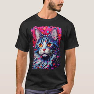 Camiseta Corazón de gato Maine Coon Pop Art