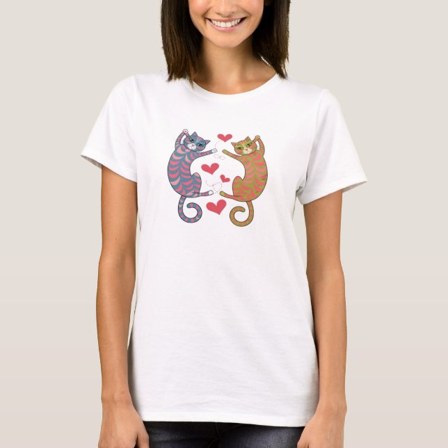 Camiseta corazón de gatos (Anverso)