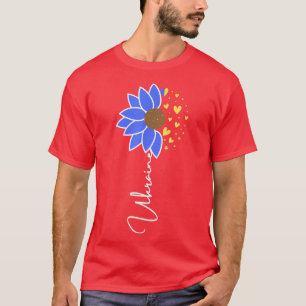 Camiseta Corazón de girasol con bandera de Ucrania 