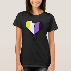 Camiseta Corazón de goteo del orgullo no binario