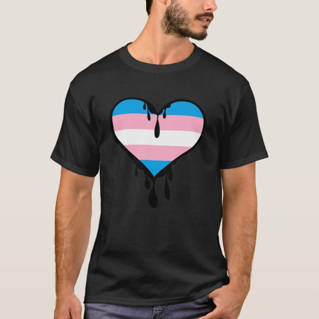 Camiseta Corazón de goteo del orgullo trans (Anverso)