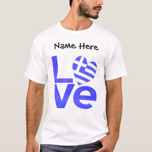 Camiseta Corazón de Grecia Azul LOVE Bandera Personalizada 