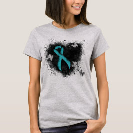 Camiseta Corazón de Grunge de Cinta verde azulada