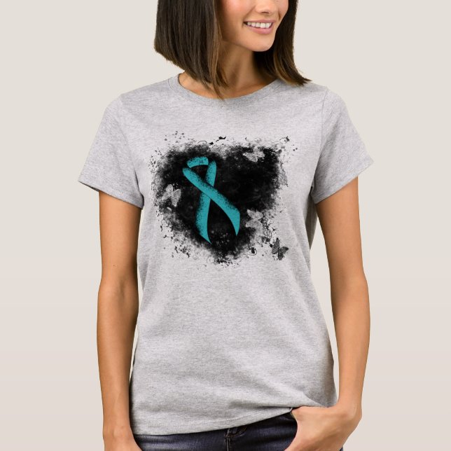 Camiseta Corazón de Grunge de Cinta verde azulada (Anverso)