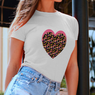 Camiseta Corazón de Guepardo Rosa Negro