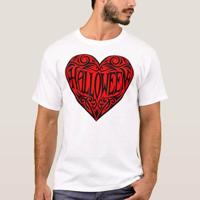 Camiseta Corazón de Halloween, Corazón Negro, Fiesta (Anverso)
