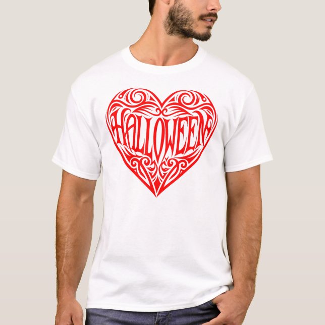 Camiseta Corazón de Halloween, Corazón Rojo, Fiesta (Anverso)