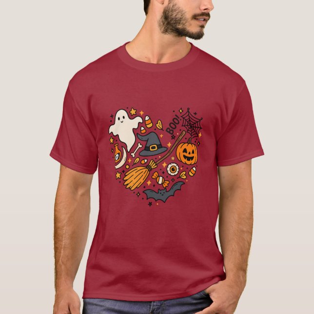 Camiseta Corazón de Halloween - Cute Cute Espantos (Anverso)