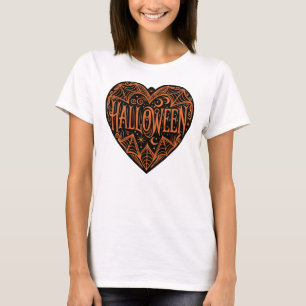 Camiseta Corazón de Halloween, forma de corazón negro, fest