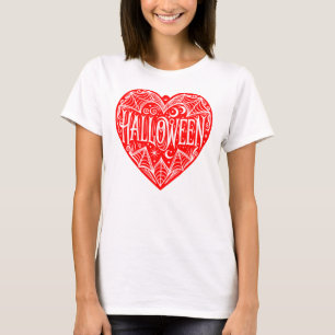 Camiseta Corazón de Halloween, forma de corazón rojo, festi
