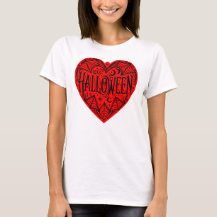Camiseta Corazón de Halloween, forma de corazón rojo, festi