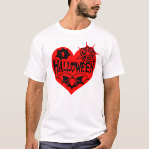 Camiseta Corazón de Halloween, forma de corazón rojo, telar