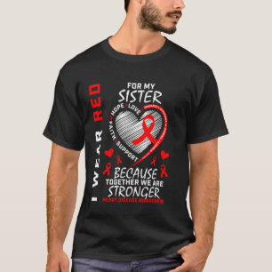 Camiseta Corazón de Hermana Roja Conciencia de la Enfermeda