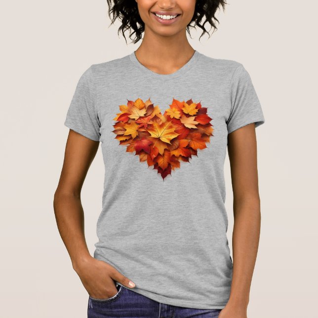 Camiseta Corazón de hojas de otoño T-Shirt (Anverso)