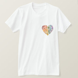 Camiseta Corazón de hongo arcoiris - frontal y posterior