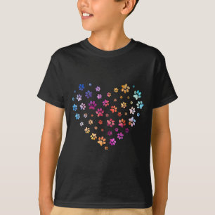Camiseta Corazón de Huella de Pata de Perro Alas de Patas A