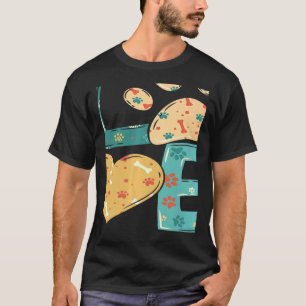 Camiseta Corazón de impresión de garras de perro de color a