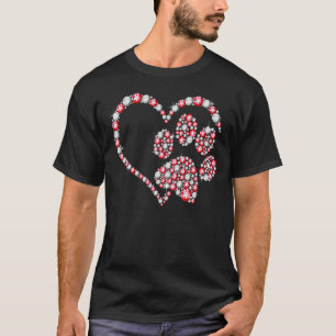 Camiseta Corazón de impresión de la garra de perro de la ca