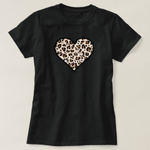 Camiseta Corazón de impresión de leopardo