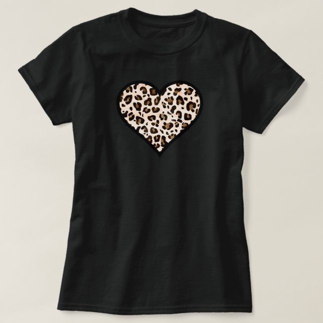 Camiseta Corazón de impresión de leopardo (Diseño del anverso)