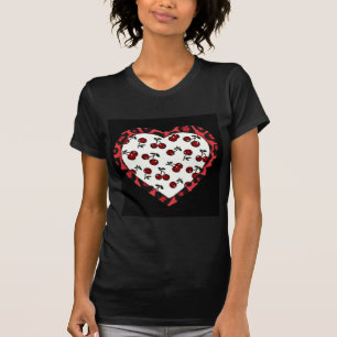 Camiseta Corazón de impresión de leopardo de cerezas RAB Ro