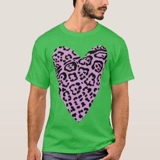 Camiseta Corazón de impresión de leopardo rosa