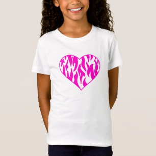 Camiseta Corazón de impresión de tigres rosados calientes
