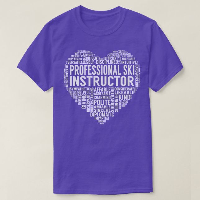 Camiseta Corazón de instructor de esquí profesional (Diseño del anverso)