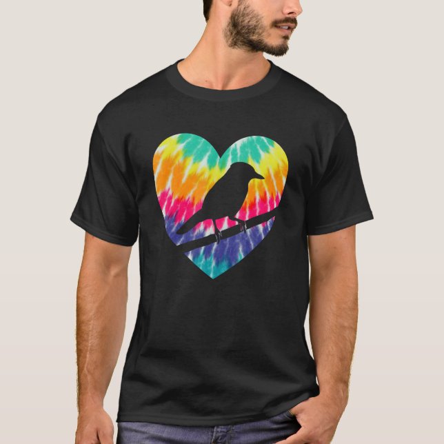 Camiseta Corazón De Jay Azul Con Tintes De Tejido Para Aves (Anverso)