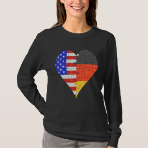 Camiseta Corazón de la bandera alemana estadounidense