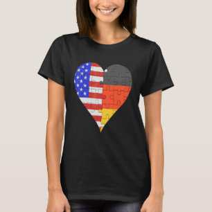 Camiseta Corazón de la bandera alemana estadounidense