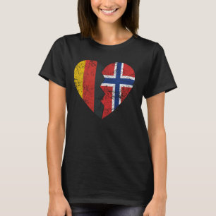 Camiseta Corazón de la bandera alemana noruega Alemania Ban