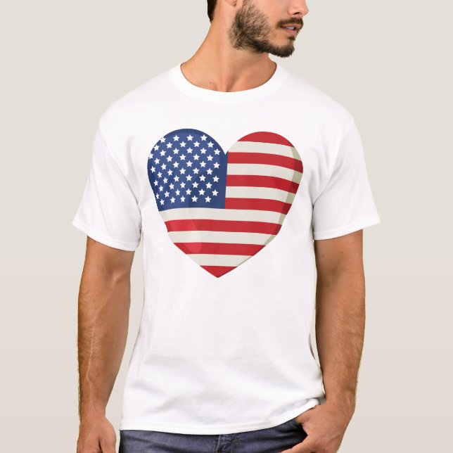 Camiseta Corazón de la bandera americana (Anverso)