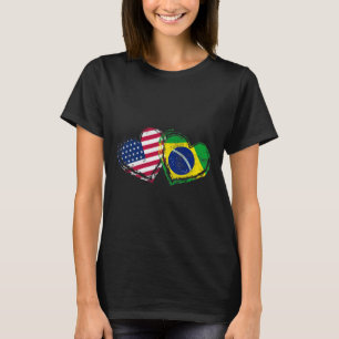 Camiseta Corazón de la bandera americana de Brasil Amor ame