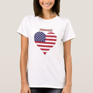 Camiseta Corazón de la Bandera Americana Hawaii