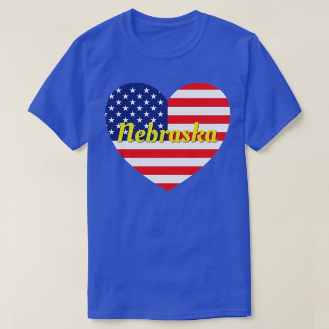 Camiseta Corazón de la Bandera Americana Nebraska1 (Diseño del anverso)