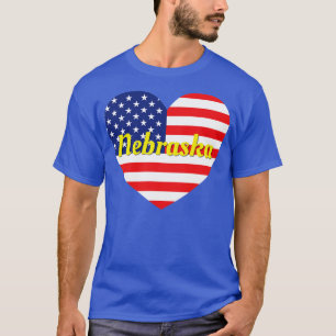 Camiseta Corazón de la Bandera Americana Nebraska1
