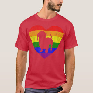 Camiseta Corazón de la bandera arcoiris de Dachshund para l