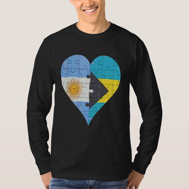 Camiseta Corazón de la bandera argentina bahameña (Anverso)