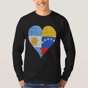 Camiseta Corazón de la bandera argentina venezolana
