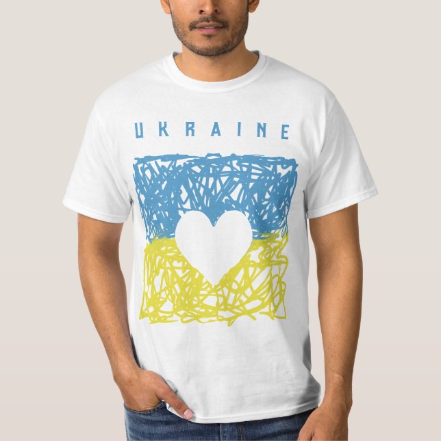 Camiseta Corazón de la bandera azul de Ucrania (Anverso)
