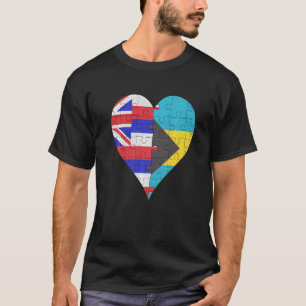 Camiseta Corazón de la bandera bahameña hawaiana