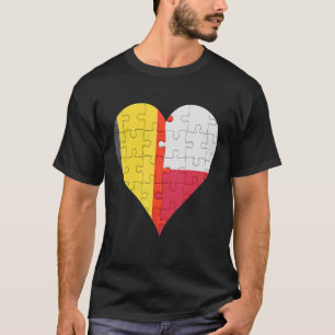 Camiseta Corazón de la bandera belga de Polonia