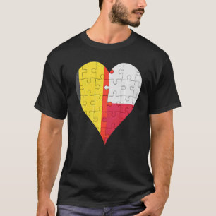 Camiseta Corazón de la bandera belga de Polonia
