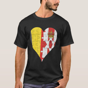 Camiseta Corazón de la bandera belga irlandesa