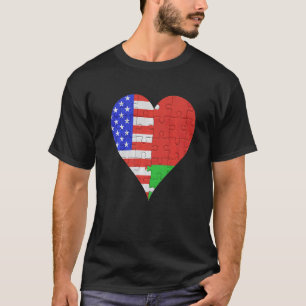 Camiseta Corazón de la bandera bielorrusa estadounidense