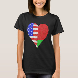 Camiseta Corazón de la bandera bielorrusa estadounidense