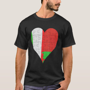 Camiseta Corazón de la bandera bielorrusa italiana