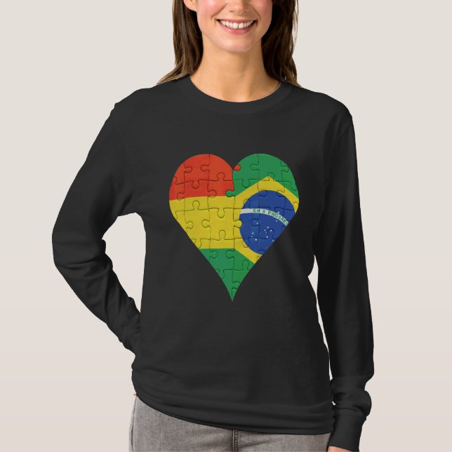 Camiseta Corazón de la bandera brasileña de Bolivia (Anverso)
